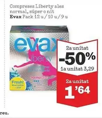 Sorli 2a unitat -50% compreses liberty ales normal, súper o nit evax pack 12 oferta