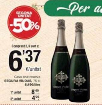 SPAR Fragadis Segona unitat -50% cava brut reserva segura viudas oferta