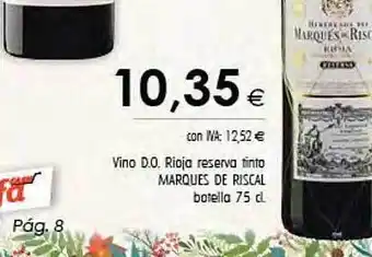 Cash Ifa Vino d.o. rioja reserva tinto marques de riscal botella oferta