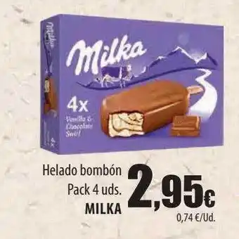 Spar Tenerife Helado bombón pack 4 milka oferta