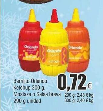 FROIZ Barrilito orlando ketchup mostaza o salsa brava oferta