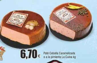FROIZ Paté cebolla caramelizada o a la pimienta la cuina kg oferta