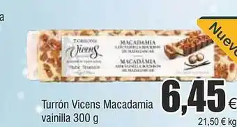 FROIZ Turrón vicens macadamia vainilla oferta