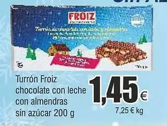 FROIZ Turrón froiz chocolate con leche con almendras sin azúcar oferta