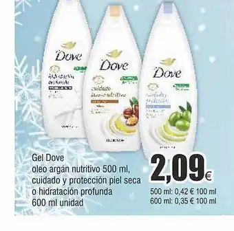 FROIZ Gel dove oleo argán nutritivo cuidado y protección piel seca o hidratación profunda oferta
