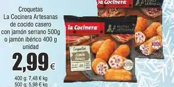 FROIZ Croquetas la cocinera artesanas de cocido casero con jamón serrano o jamón ibérico unidad oferta
