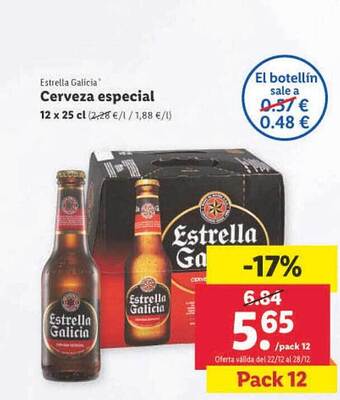 Lidl Estrella galicia cerveza especial oferta