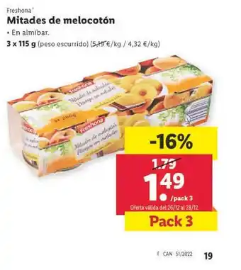 Lidl Freshona mitades de melocotón oferta