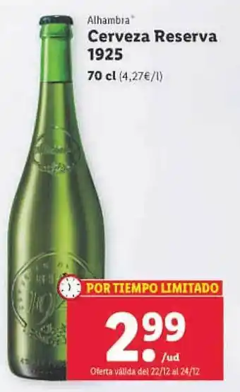 Lidl Alhambra cerveza reserva 1925 oferta