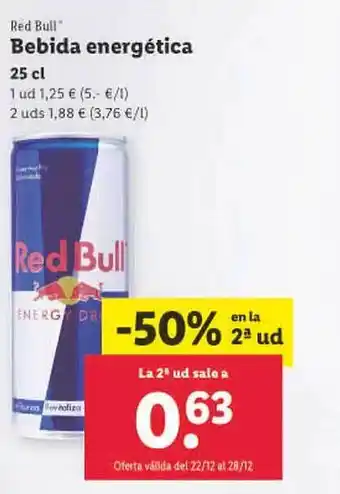 Lidl Red bull bebida energética oferta