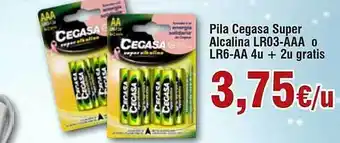 FROIZ Pila cegasa super alcalina lr03-aaa o lr6-aa 4 + 2 gratis oferta