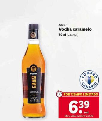 Lidl Artemi vodka caramelo oferta