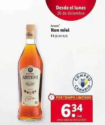 Lidl Artemi ron miel oferta
