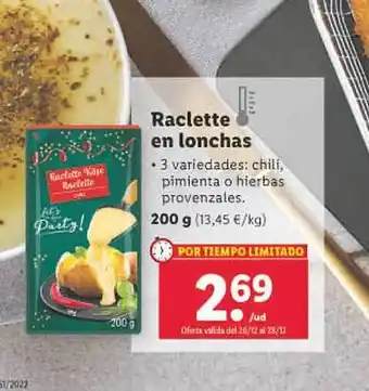 Lidl Raclette en lonchas oferta