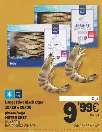 Makro Langostino black tiger 16 20 o 20 30 piezas caja metro chef oferta