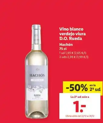 Lidl Vino blanco verdejo viura d.o. rueda hachón oferta
