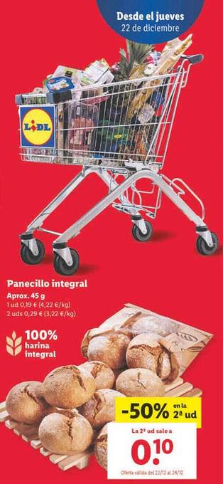 Lidl Panecillo integral oferta