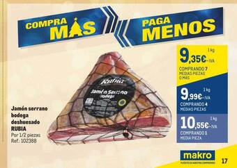 Jamón serrano bodega deshuesado rubia