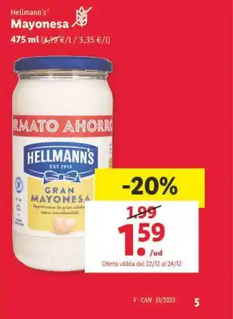 Lidl Hellmann's mayonesa oferta