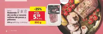 Lidl Deluxe redondo de cerdo y vacuno relleno de pasas y piñones oferta