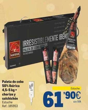 Makro Paleta de cebo 50% ibérica 4.5-5 kg + chorizo y salchichón oferta