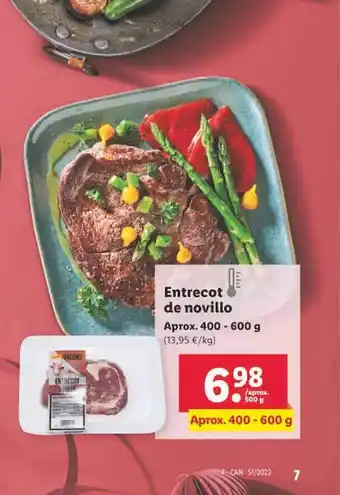 Lidl Entrecot de novillo oferta