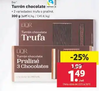 Lidl Dor turrón chocolate oferta