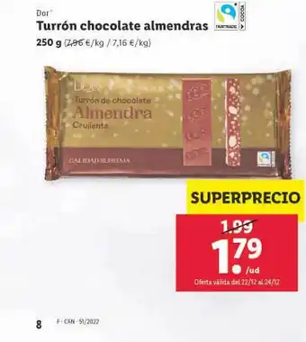 Lidl Dor turrón chocolate almendras oferta