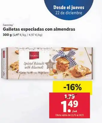 Lidl Favorina galletas especiadas con almendras oferta
