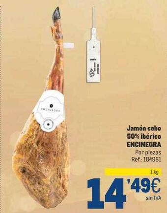 Makro Jamón cebo 50% ibérico encinegra oferta