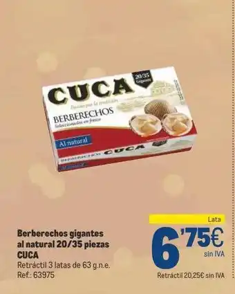 Makro Berberechos gigantes al natural 20 35 piezas cuca oferta