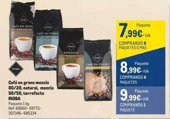 Makro Café en grano mezcla 80 20 natural mezcla 50 50 torrefacto rioba oferta