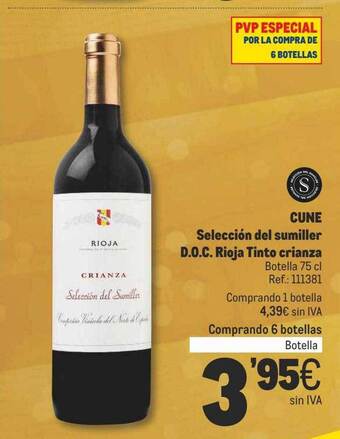 Makro Cune selección del sumiller d.o.c. rioja tinto crianza oferta