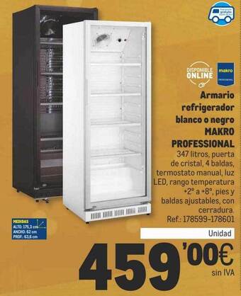 Makro Armario refrigerador blanco o negro makro professional oferta