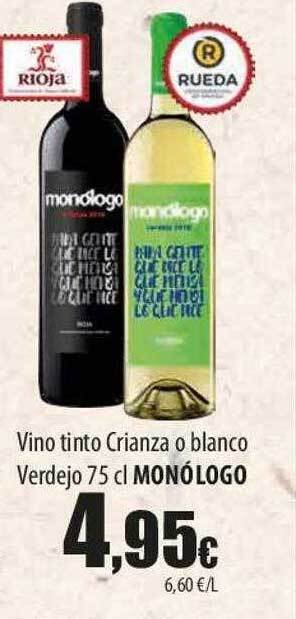 SPAR Lanzarote Vino tinto crianza o blanco verdejo monólogo oferta