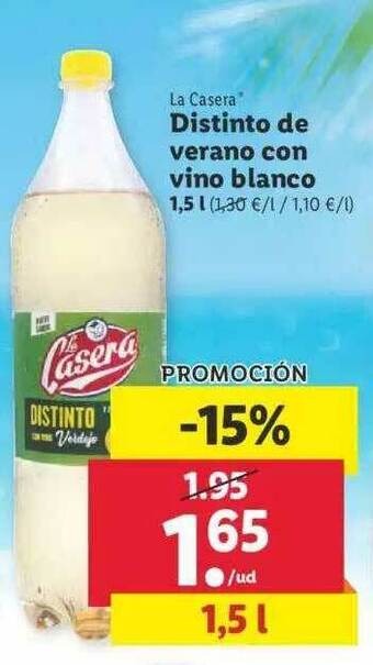 Lidl La Casera Distinto De Verano Con Vino Blanco 1,5 l oferta