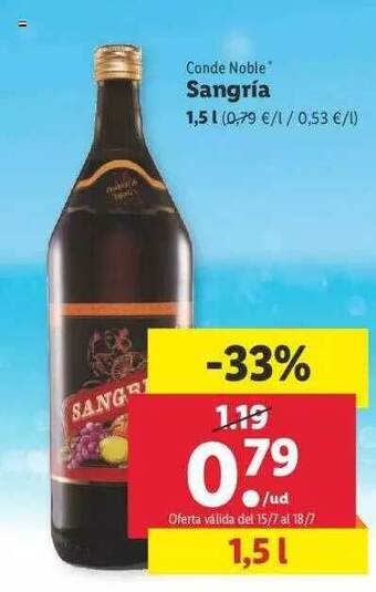 Lidl Conde Noble Sangría 1,5 L oferta