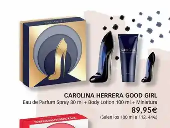 Perfumería Prieto Carolina herrera good girl eau de parfum spray 80 ml + body lotion 10 ml + miniatura oferta