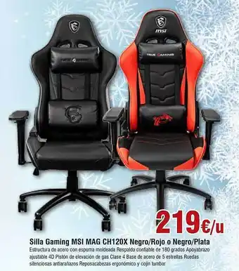 FROIZ Silla gaming msi mag ch120x negro, rojo o plata oferta