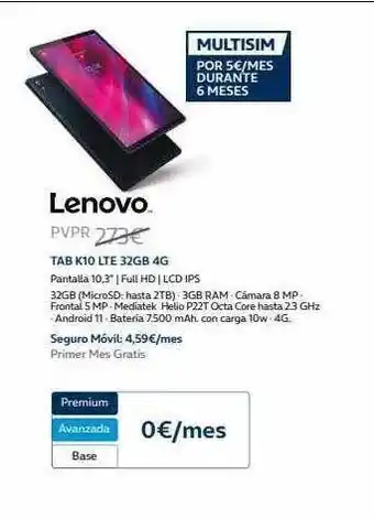 Movistar Lenovo tab k10 lte 32gb 4g oferta