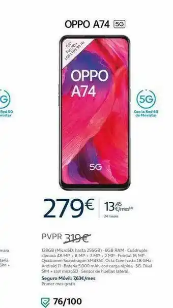 Movistar Oppo a74 5g oferta