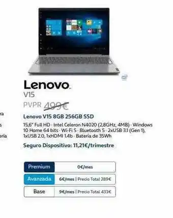 Movistar Lenovo v15 8gb 256gb ssd oferta