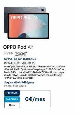 Movistar Oppo pad air 4gb 64gb oferta