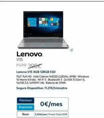 Movistar Lenovo v15 4gb 128gb ssd oferta
