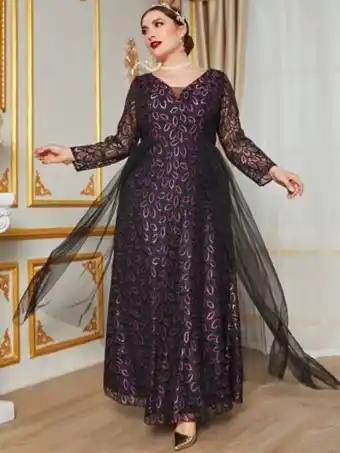 Vestido de fiesta con malla con encaje