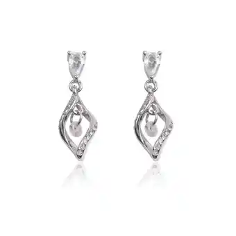 Roselin Pendiente plata 1ª ley onda y circonita oferta