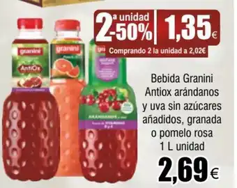 FROIZ Bebida Granini Antiox Arándanos Y Uva Sin Azúcares Añadidos, Granada o Pomelo Rosa 1L Unidad oferta