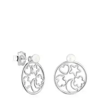 Tous Pendientes de plata con perlas motivo 1,6cm. silueta oferta