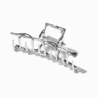 Claire's Wavy silver medium hair claw oferta