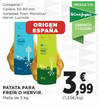 Hipercor Patata para freir o hervir oferta